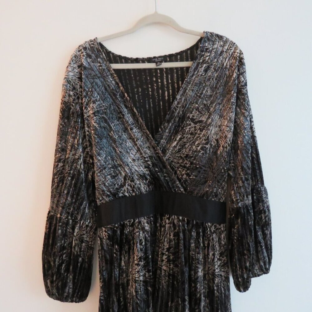 VINTAGE NINE WEST Y2K Velvet Burnout Metallic Babydoll Top Whimsigoth - Size 2X - Picture 4 of 16